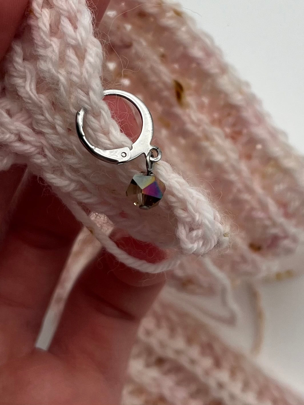 Facettperle Rosa mit Huggie Silber