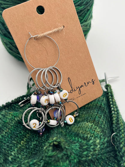 Reihenzähler 1-10 Rondellperle mit großem Ring Silber