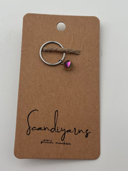 Facettperle Rosa mit großem Ring Silber