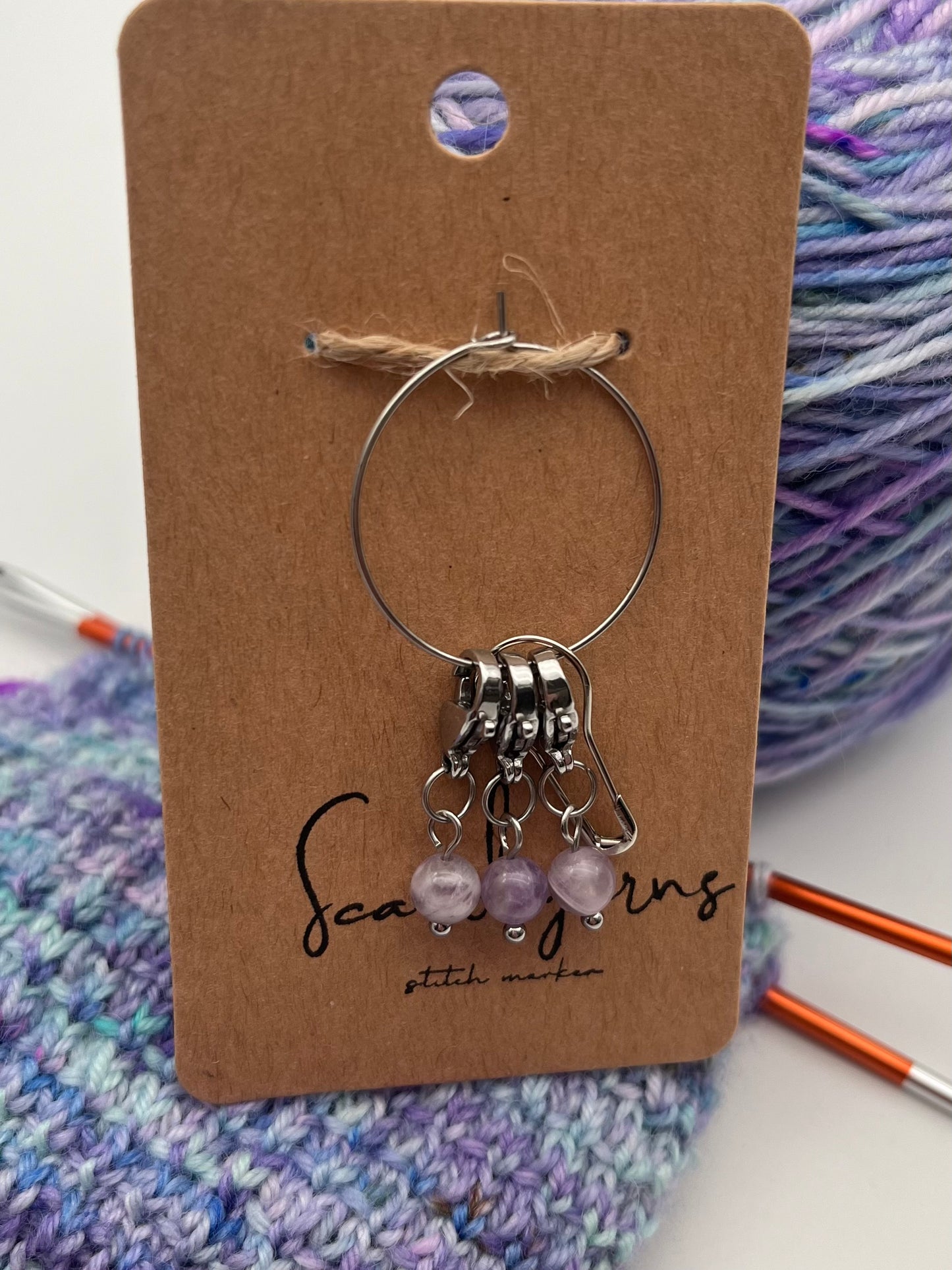 Amethyst mit Karabiner 3er Set Silber