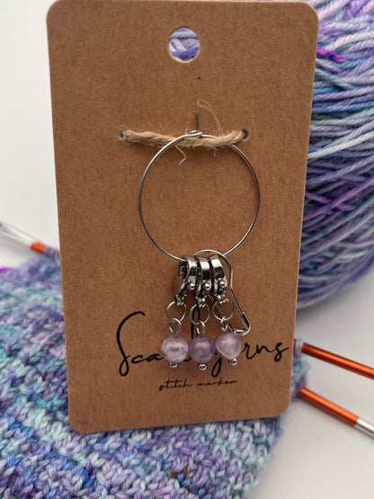 Amethyst mit Karabiner 3er Set Silber