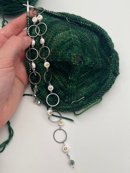 Reihenzähler 1-10 Facettperle mit großem Ring Silber