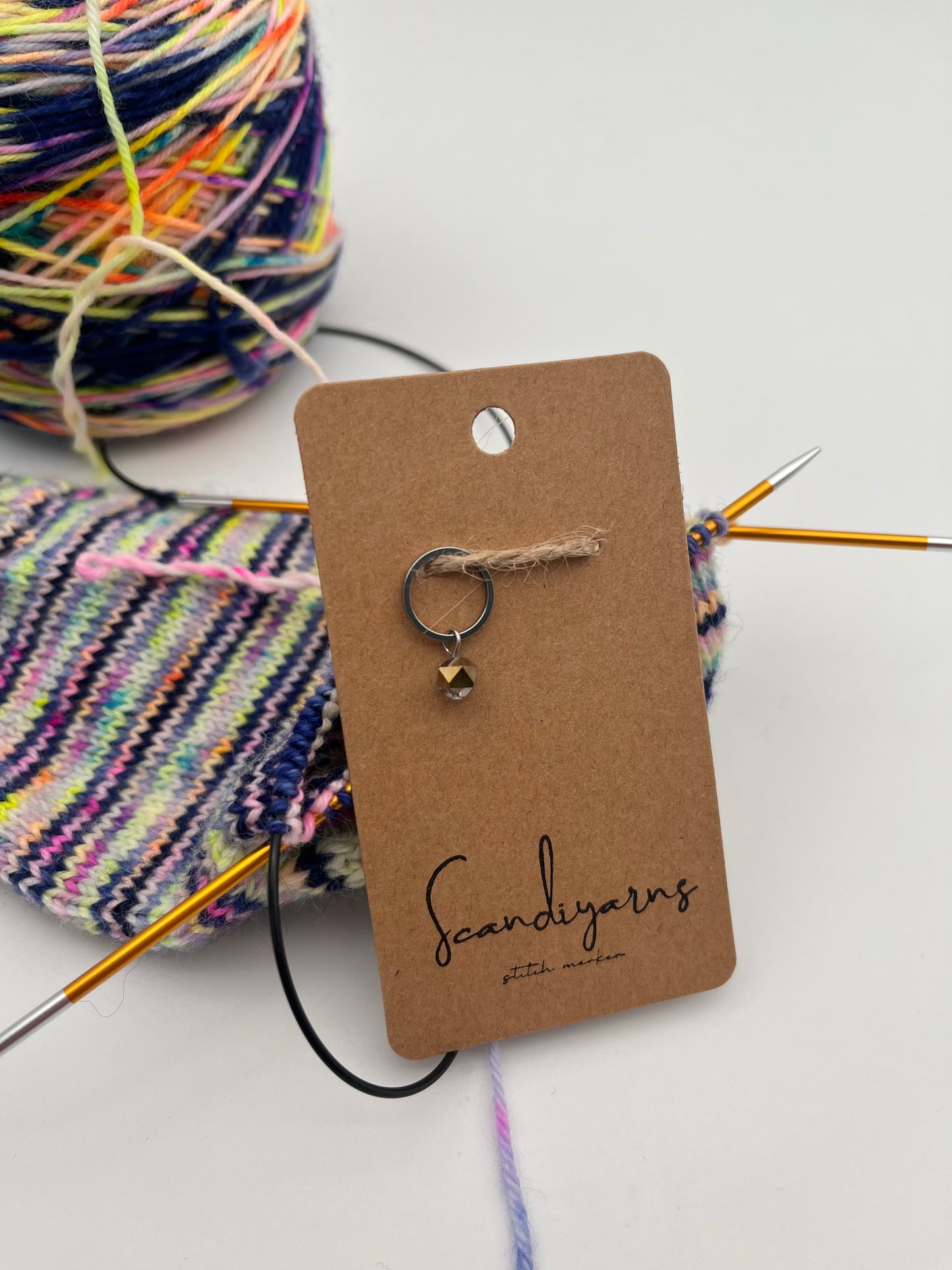 Facettperle Kupfer mit kleinem Ring Silber