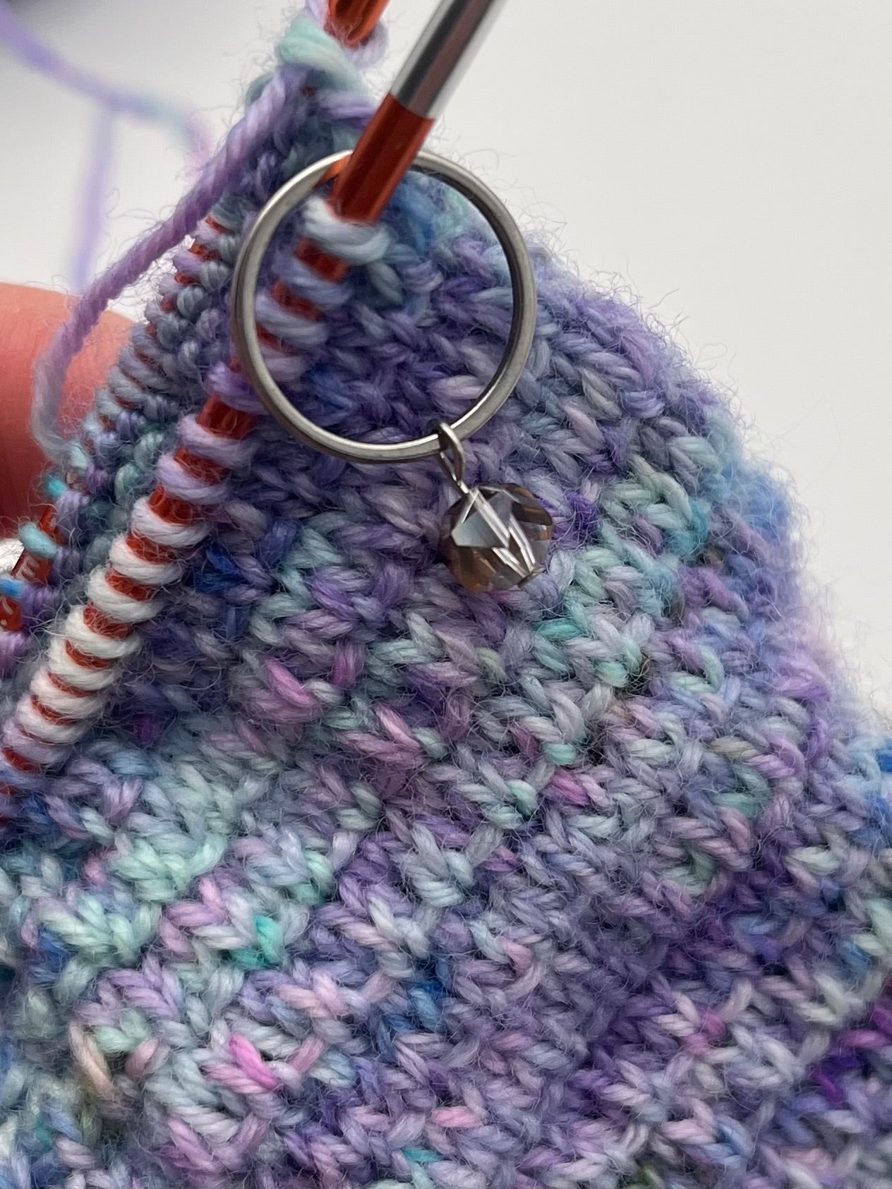 Facettperlen Rosa, Kupfer, Blau mit großem Ring 3er Set Silber