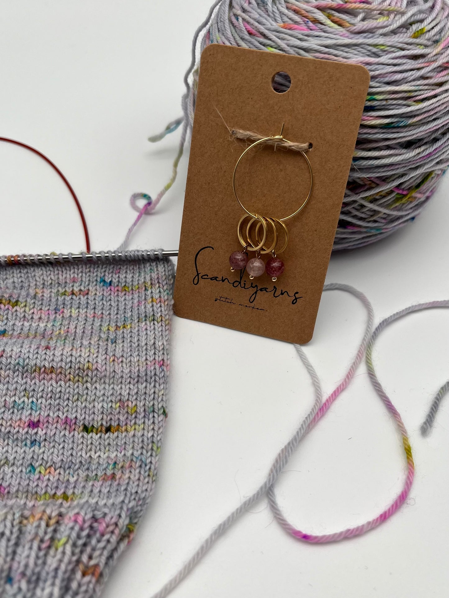 Erdbeerquarz mit kleinem Ring 3er Set Gold