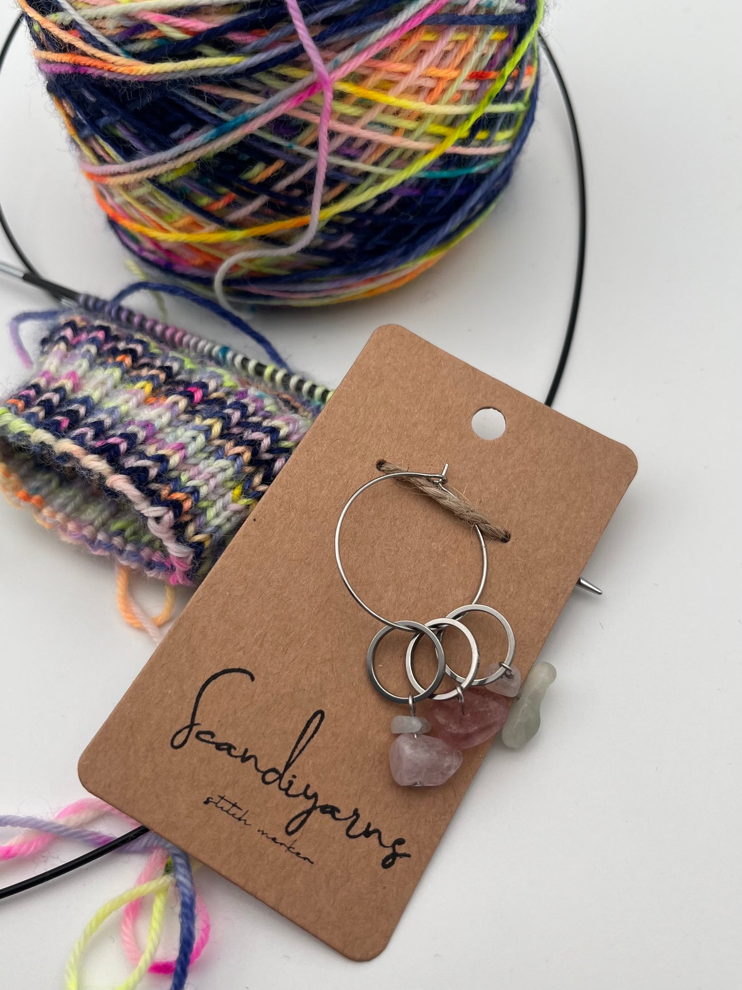 Erdbeerquarz und Morganit Stein mit kleinem Ring 3er Set Silber