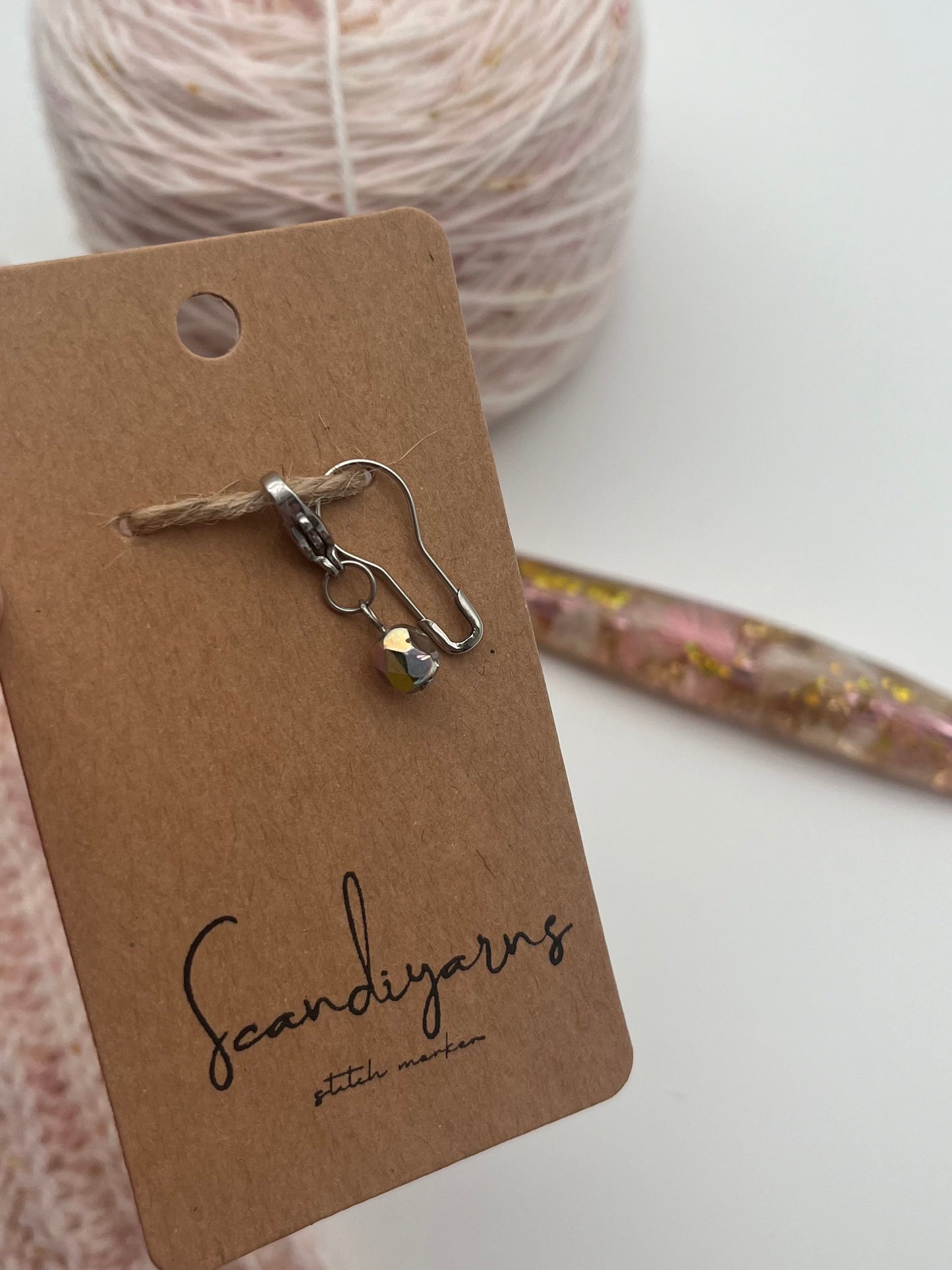 Rondellperle Bunt mit Karabiner Silber