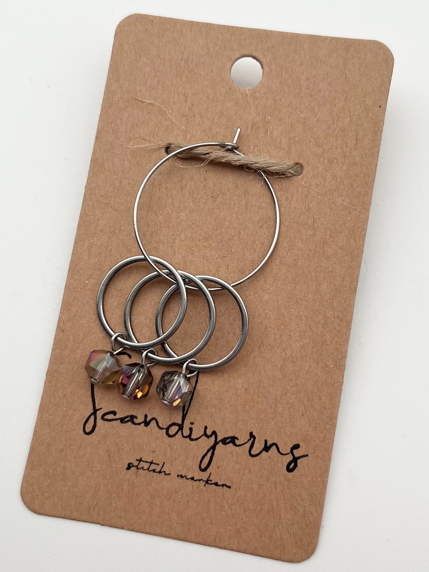 Facettperlen Rosa, Kupfer, Blau mit großem Ring 3er Set Silber