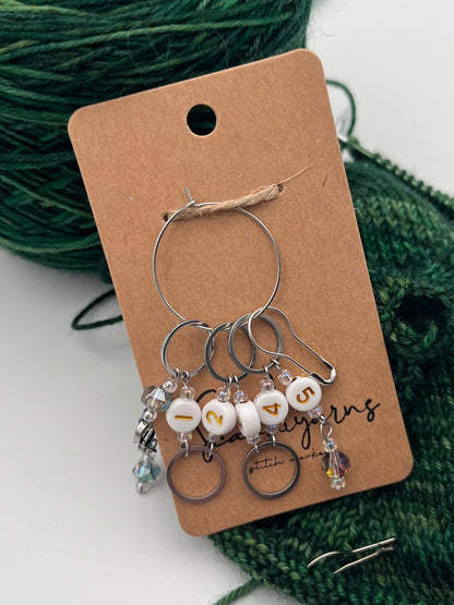 Reihenzähler 1-5 Facettperle mit kleinem Ring Silber