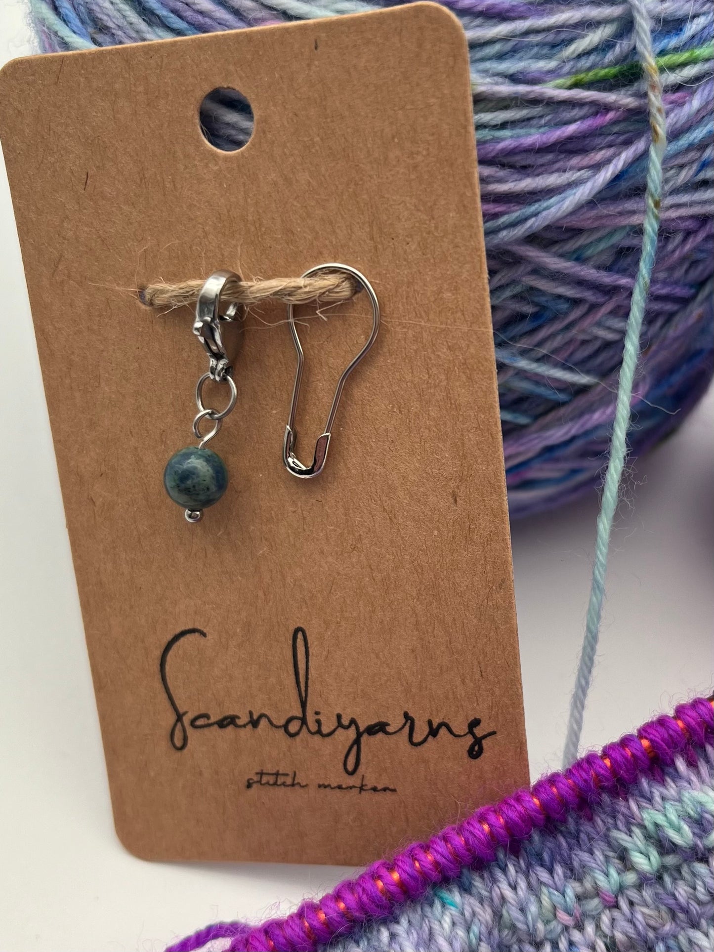 Lapislazuli mit Karabiner Silber