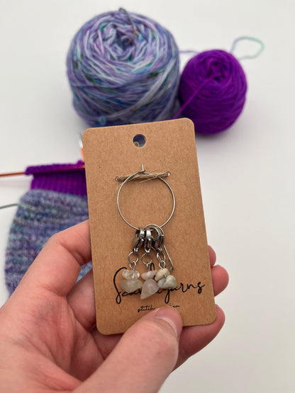 Morganit Stein mit Karabiner 3er Set Silber