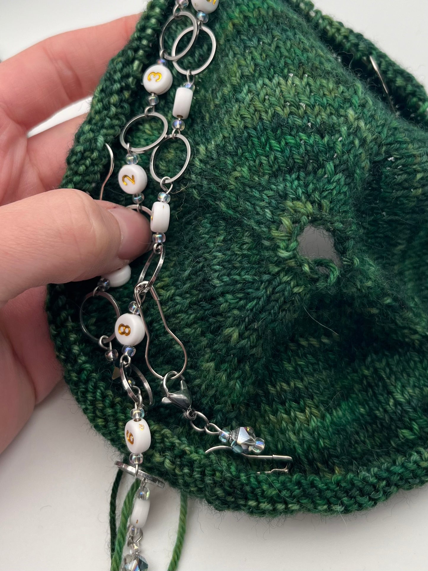 Reihenzähler 1-10 Facettperle mit kleinem Ring Silber