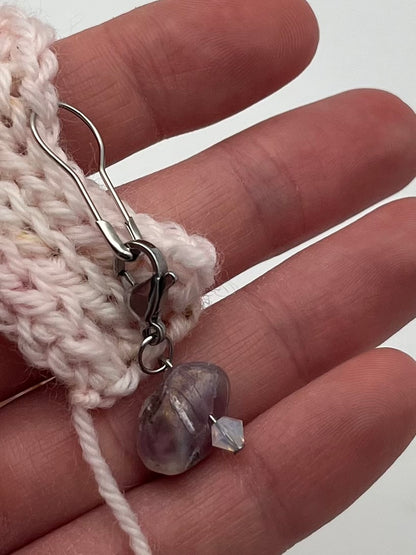 Fluorit und Facettperle mit Karabiner Silber