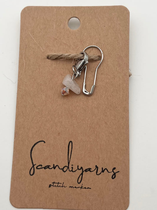 Morganit und Facettperle mit Karabiner Silber