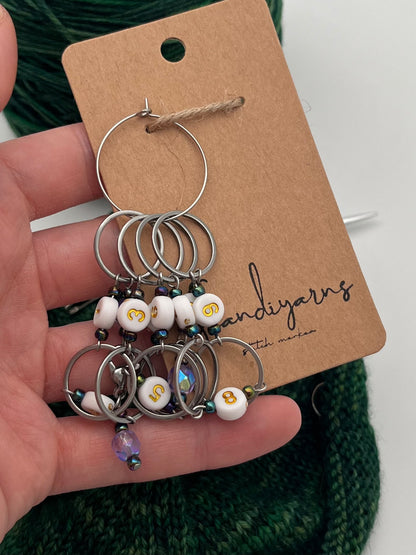 Reihenzähler 1-10 Rondellperle mit großem Ring Silber