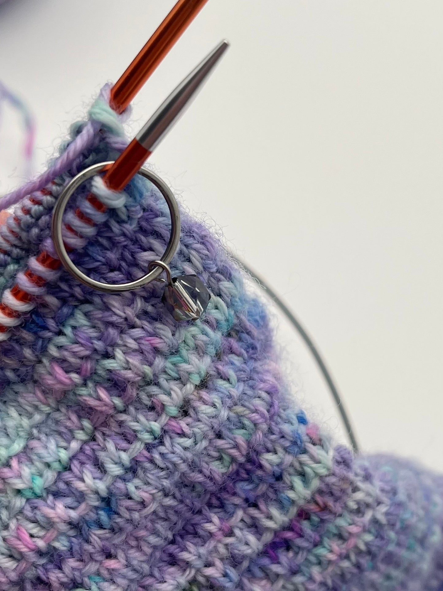 Facettperlen Rosa, Kupfer, Blau mit großem Ring 3er Set Silber