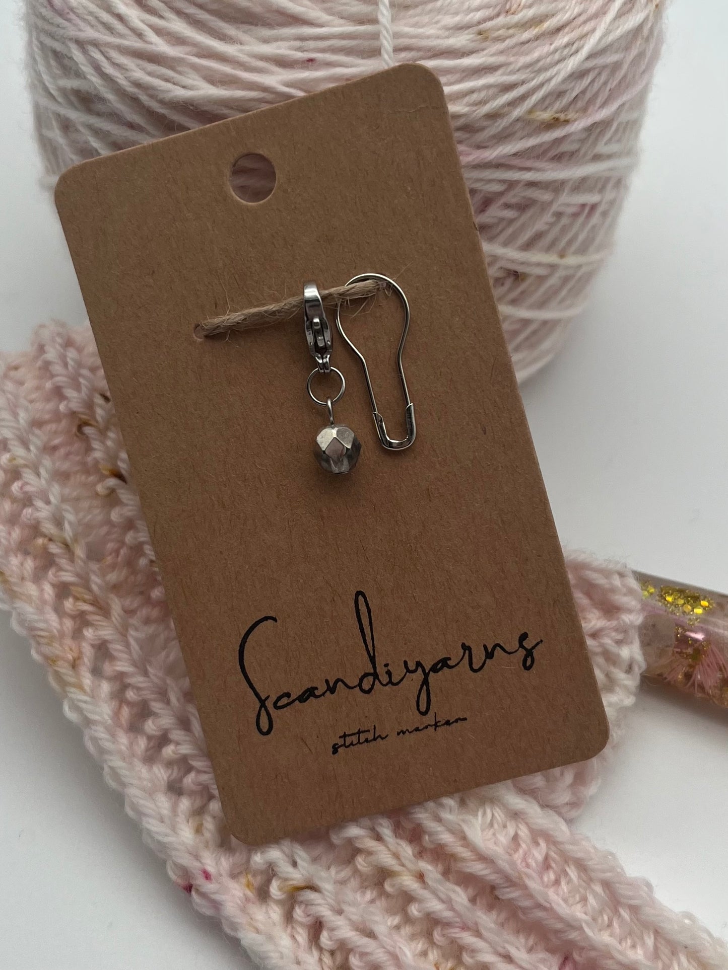 Rondellperle Silber mit Karabiner Silber