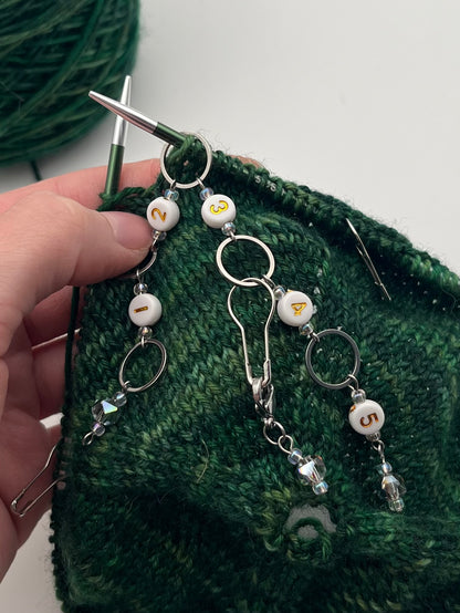 Reihenzähler 1-5 Facettperle mit kleinem Ring Silber