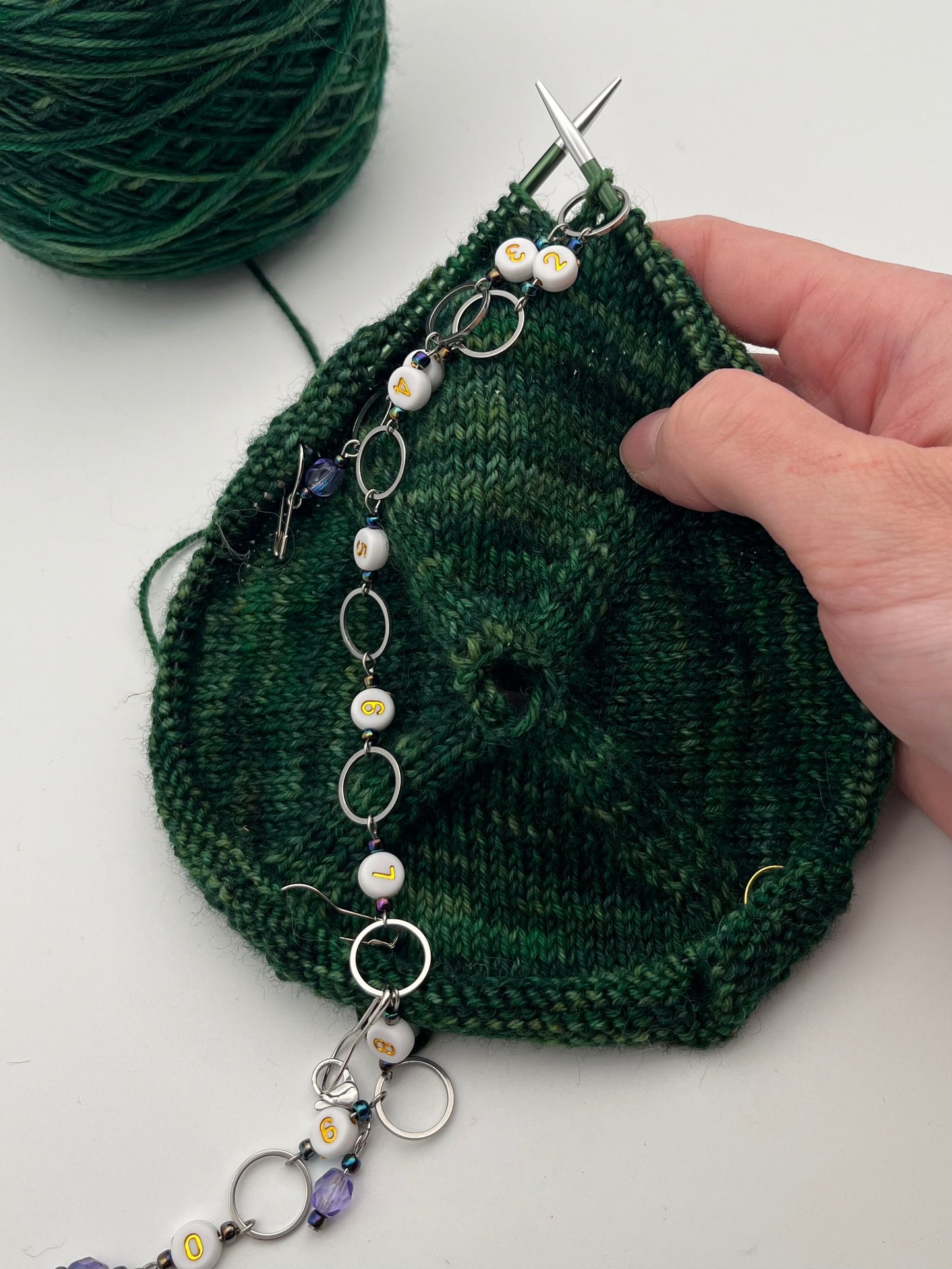 Reihenzähler 1-10 Rondellperle mit kleinem Ring Silber