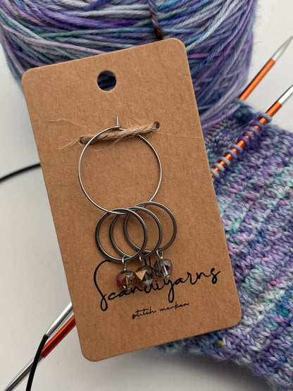 Facettperlen Rosa, Kupfer, Blau mit großem Ring 3er Set Silber