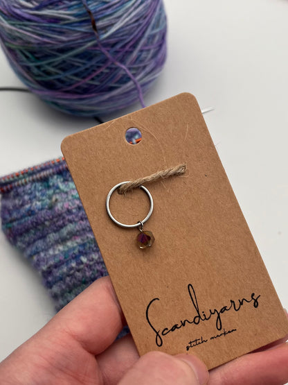 Facettperle Rosa mit großem Ring Silber