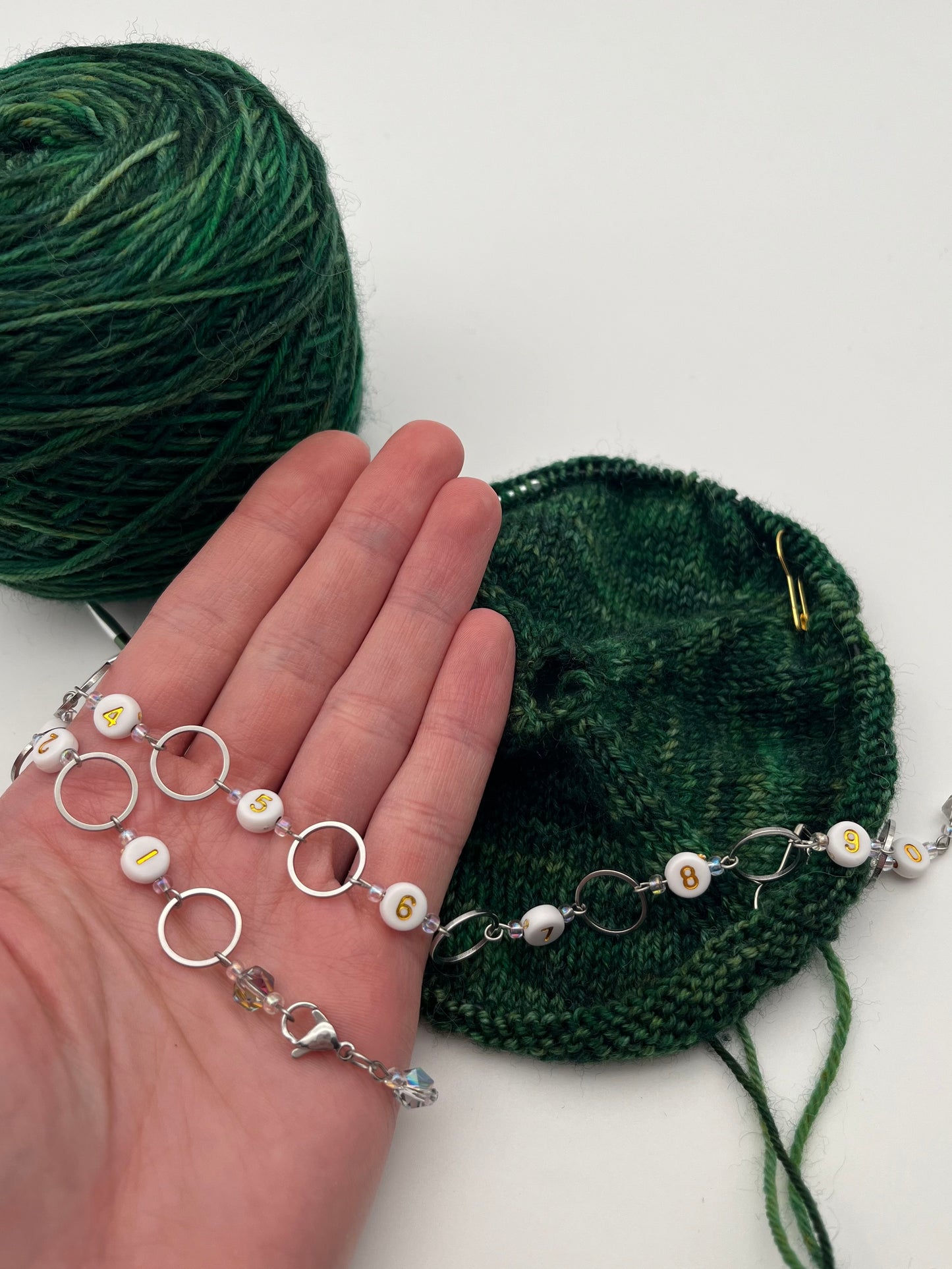 Reihenzähler 1-10 Facettperle mit kleinem Ring Silber