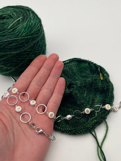 Reihenzähler 1-10 Facettperle mit kleinem Ring Silber