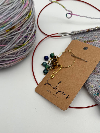 Lapislazuli mit Karabiner 5er Set Gold