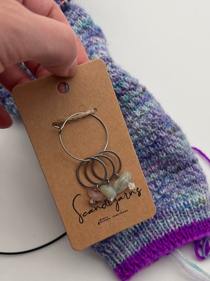 Erdbeerquarz, Morganit, Fluorit, und Facettperlen mit großem Ring 3er Set Silber