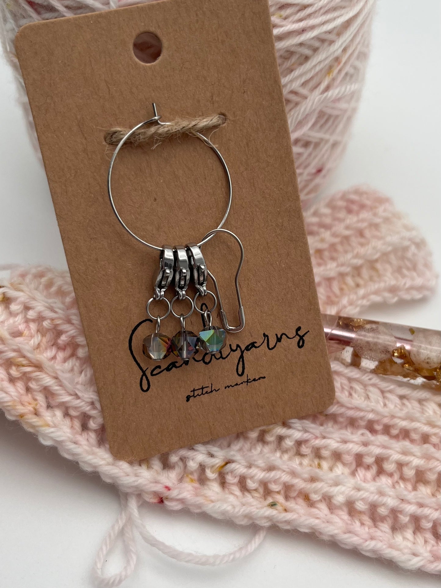 Facettperlen Rosa, Kupfer, Blau mit Karabiner 3er Set Silber