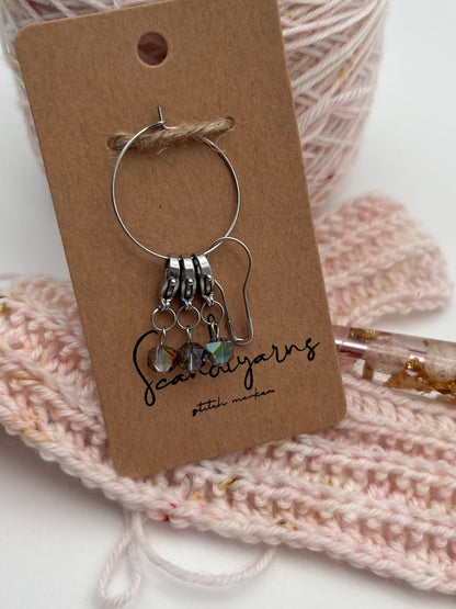 Facettperlen Rosa, Kupfer, Blau mit Karabiner 3er Set Silber