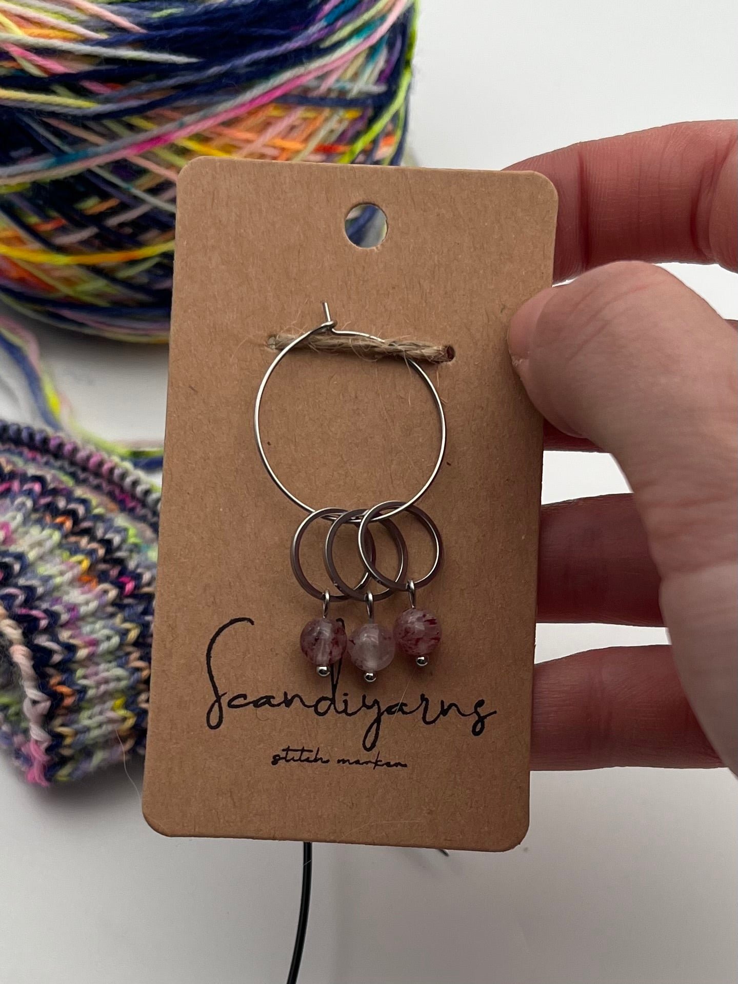 Erdbeerquarz mit kleinem Ring 3er Set Silber