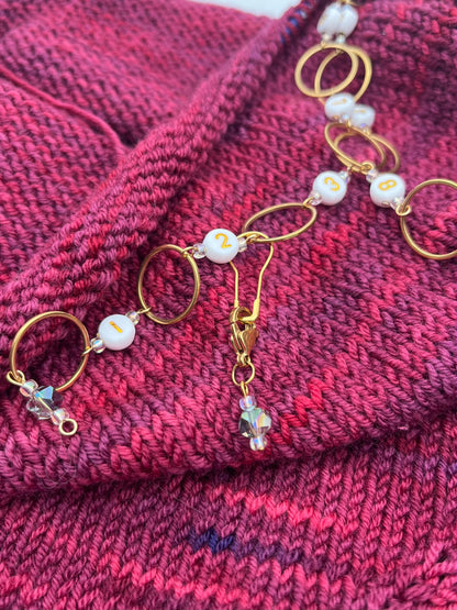 Reihenzähler 1-10 Facettperle mit großem Ring Gold