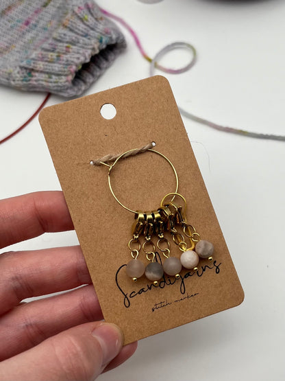 Sonnenstein mit Karabiner 5er Set Gold