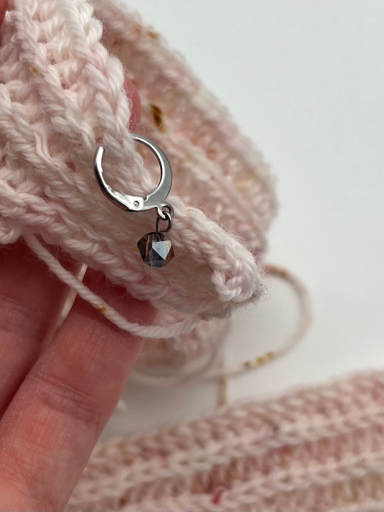 Facettperlen Rosa, Kupfer, Blau mit Huggie 3er Set Silber