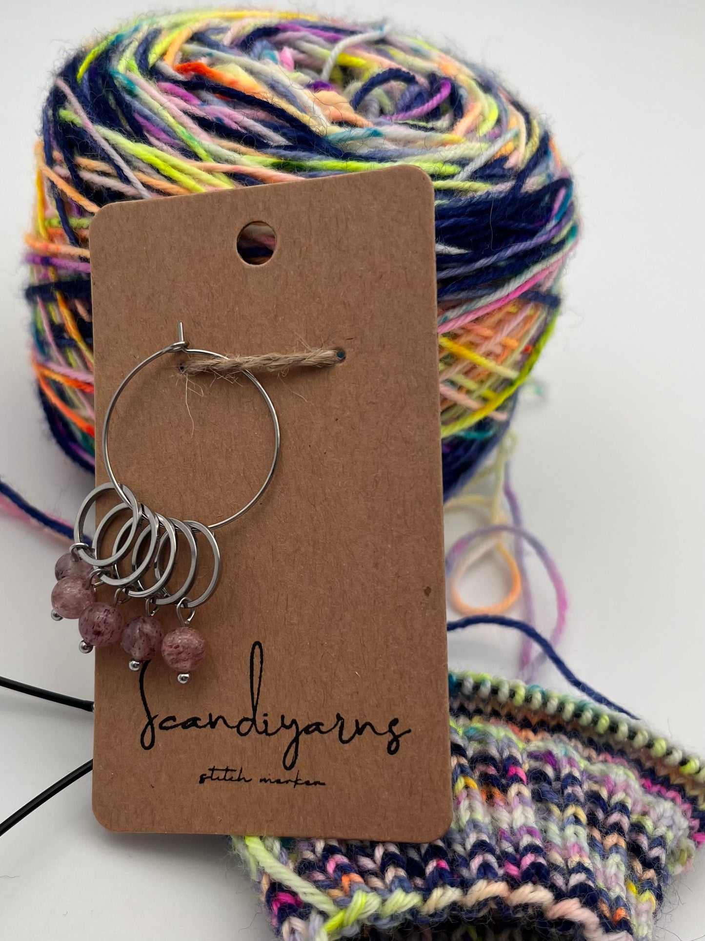 Erdbeerquarz mit kleinem Ring 5er Set Silber