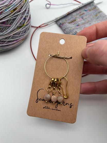 Sonnenstein mit Karabiner 3er Set Gold