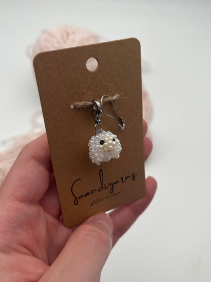 Schäfchen Weiß mit Karabiner Silber