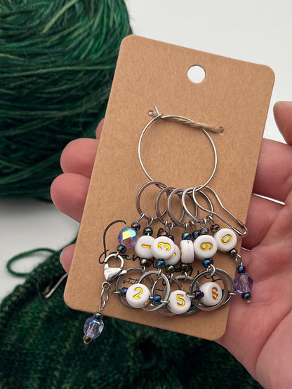 Reihenzähler 1-10 Rondellperle mit kleinem Ring Silber