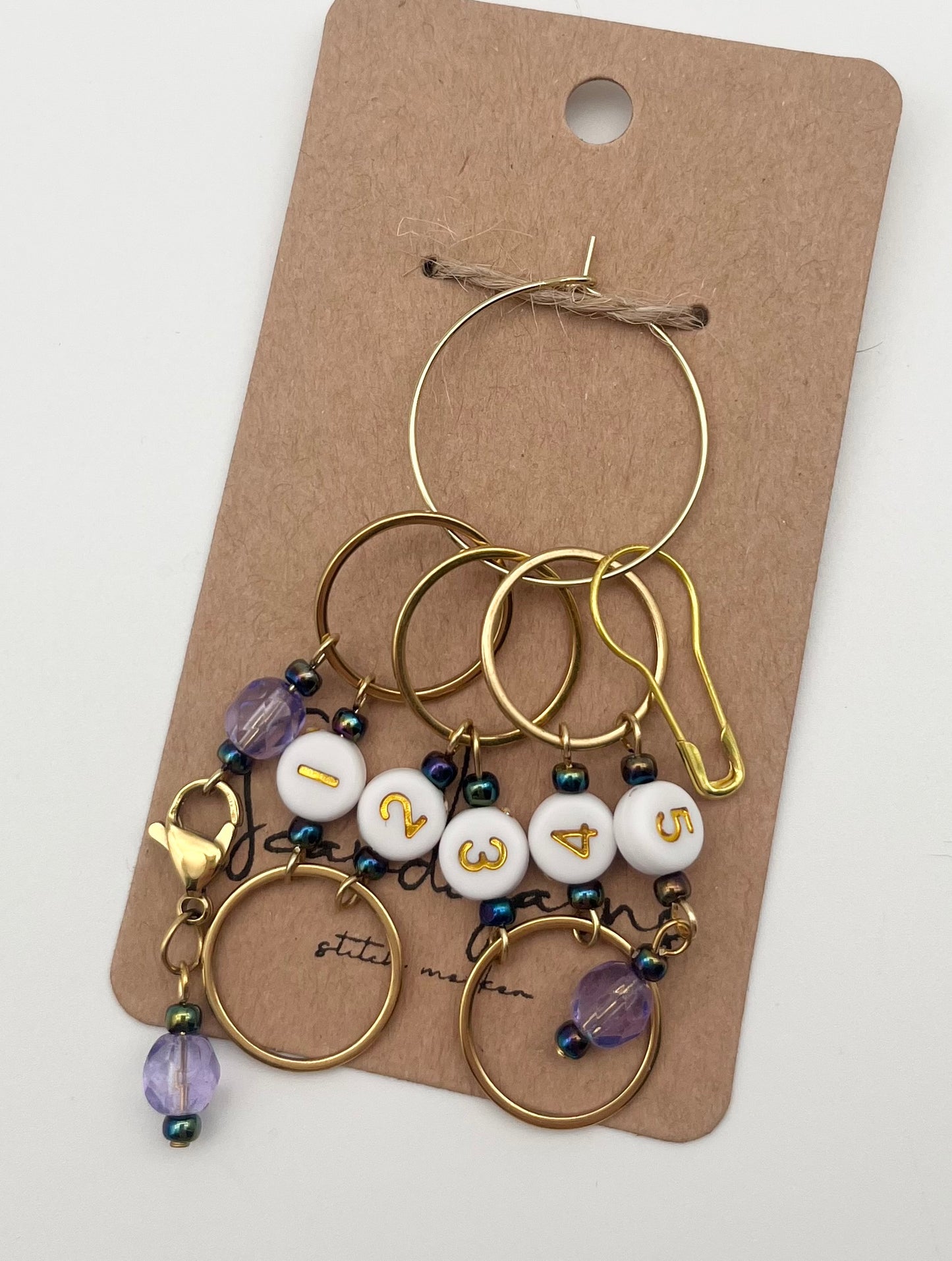 Reihenzähler 1-5 Rondellperle mit großem Ring Gold