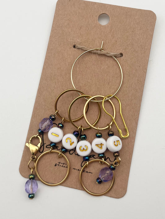 Reihenzähler 1-5 Rondellperle mit großem Ring Gold