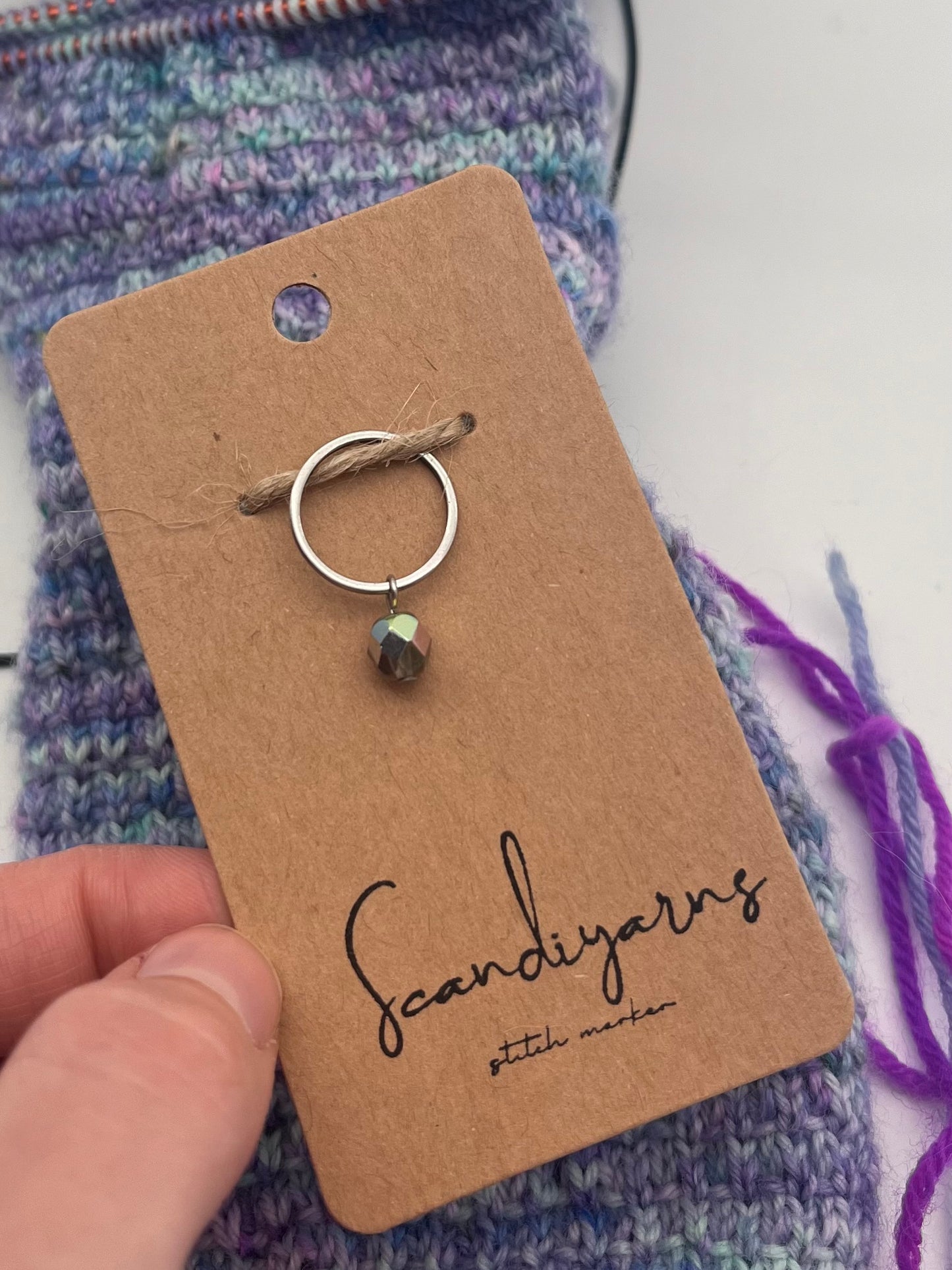 Rondellperle Bunt mit großem Ring Silber