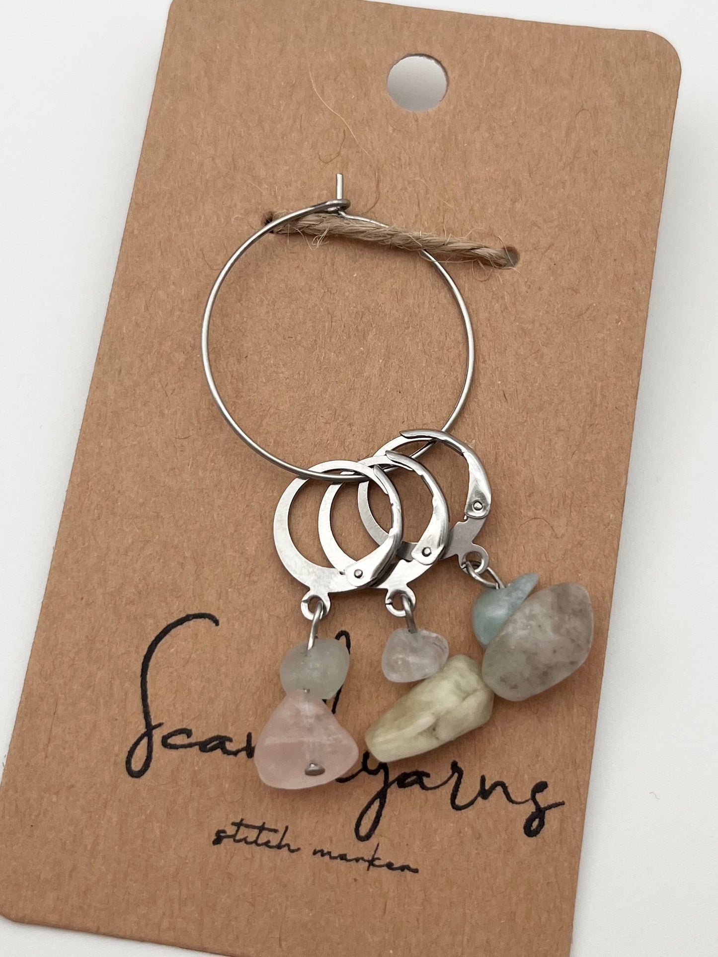 Morganit Stein mit Huggie 3er Set Silber