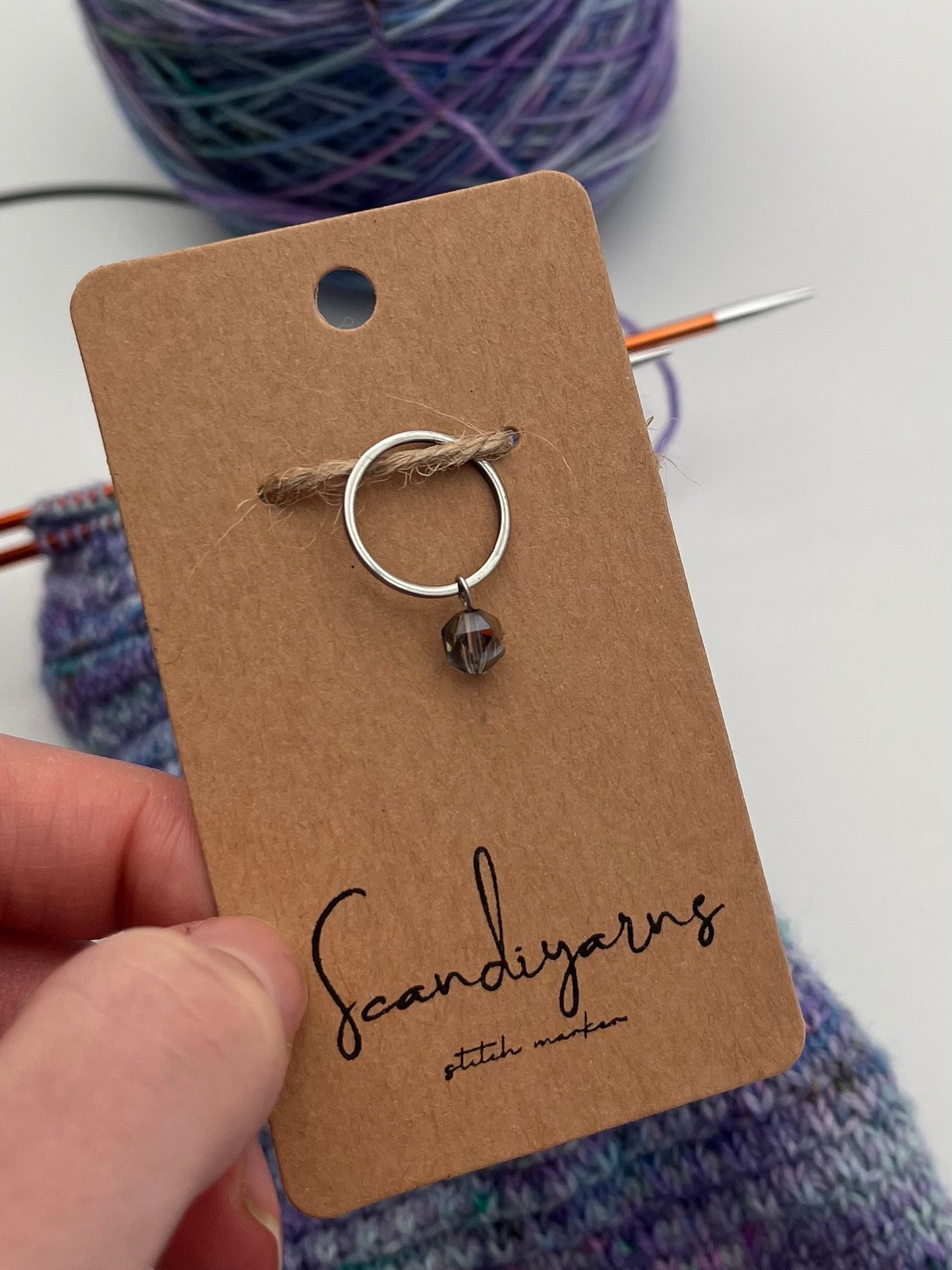 Facettperle Kupfer mit großem Ring Silber