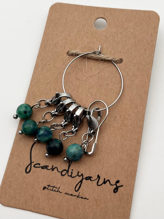 Lapislazuli mit Karabiner 5er Set Silber