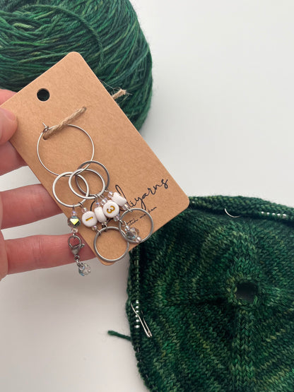 Reihenzähler 1-5 Facettperle mit großem Ring Silber