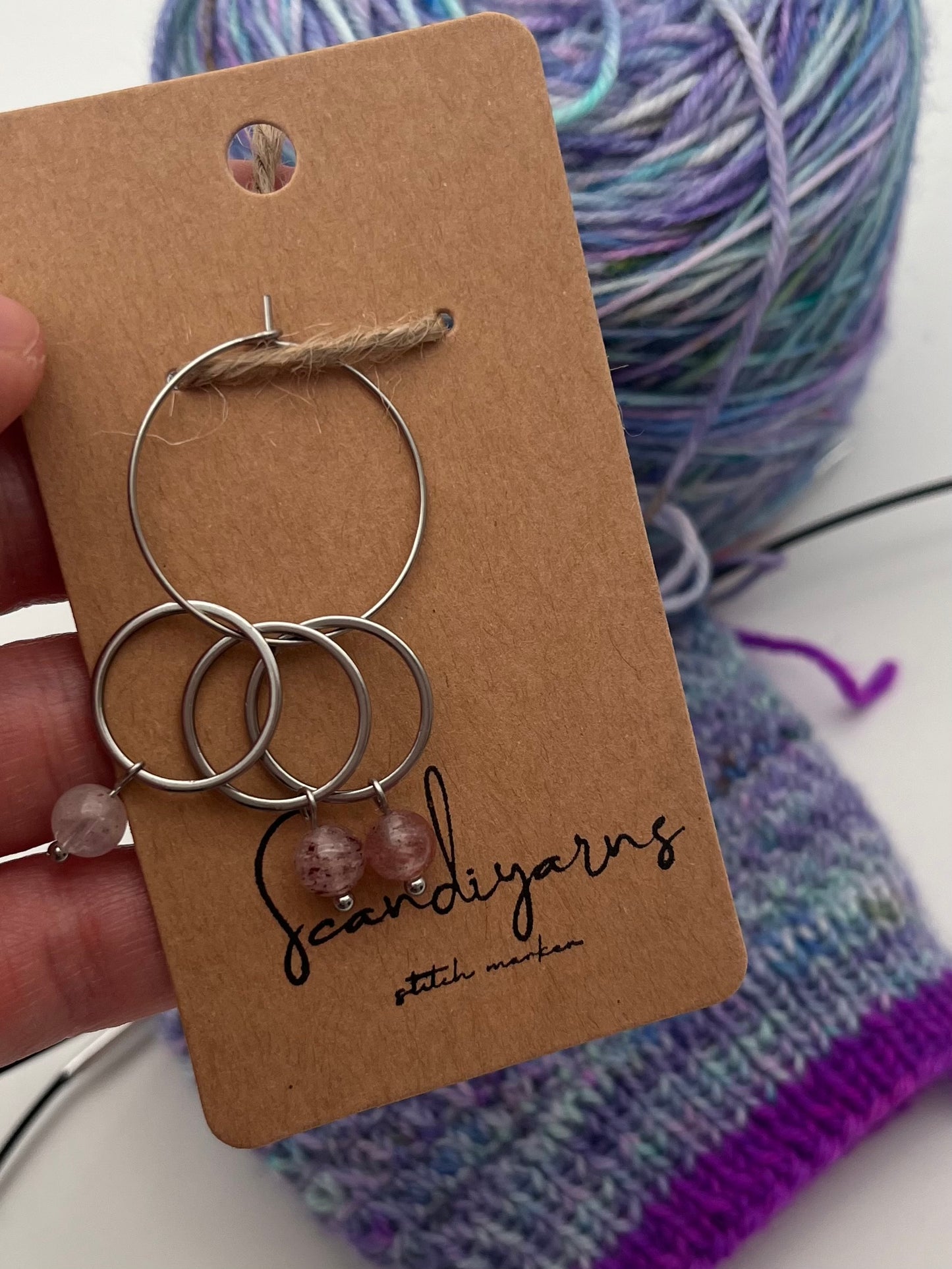 Erdbeerquarz mit großem Ring 3er Set Silber