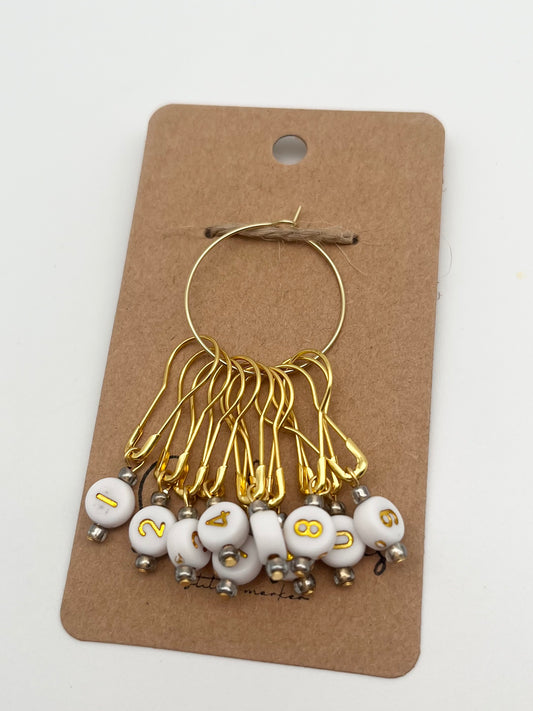 Reihenzähler 1-10 Weiß/Grau Gold