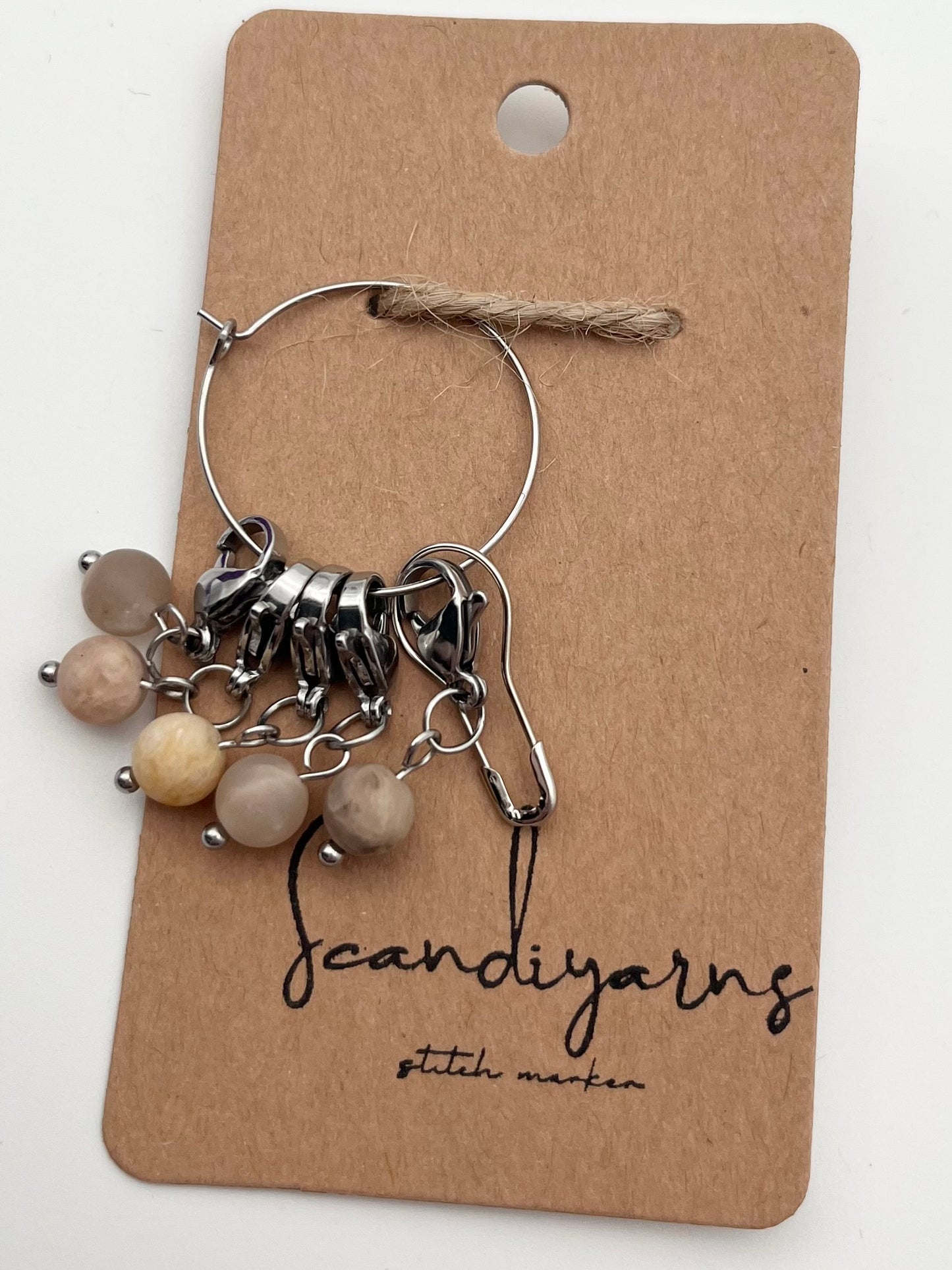 Sonnenstein mit Karabiner 5er Set Silber