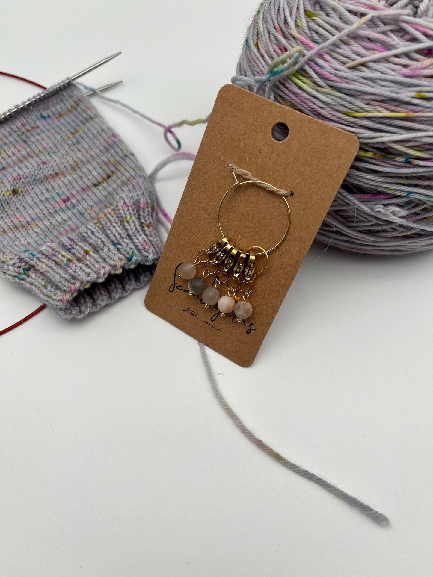 Sonnenstein mit Karabiner 5er Set Gold